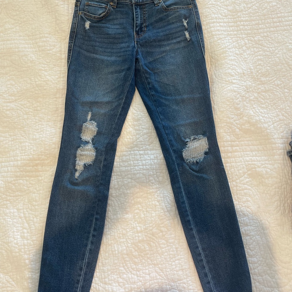 Heritage Blue Skinny Jeans Distressed Style